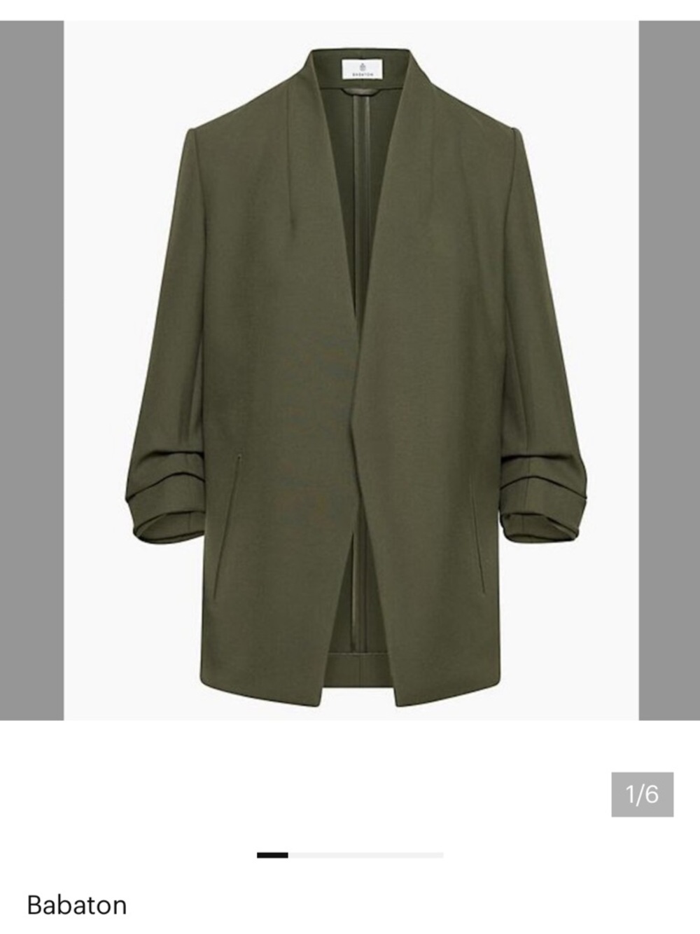 Babaton Olive Open-Front Draped Blazer